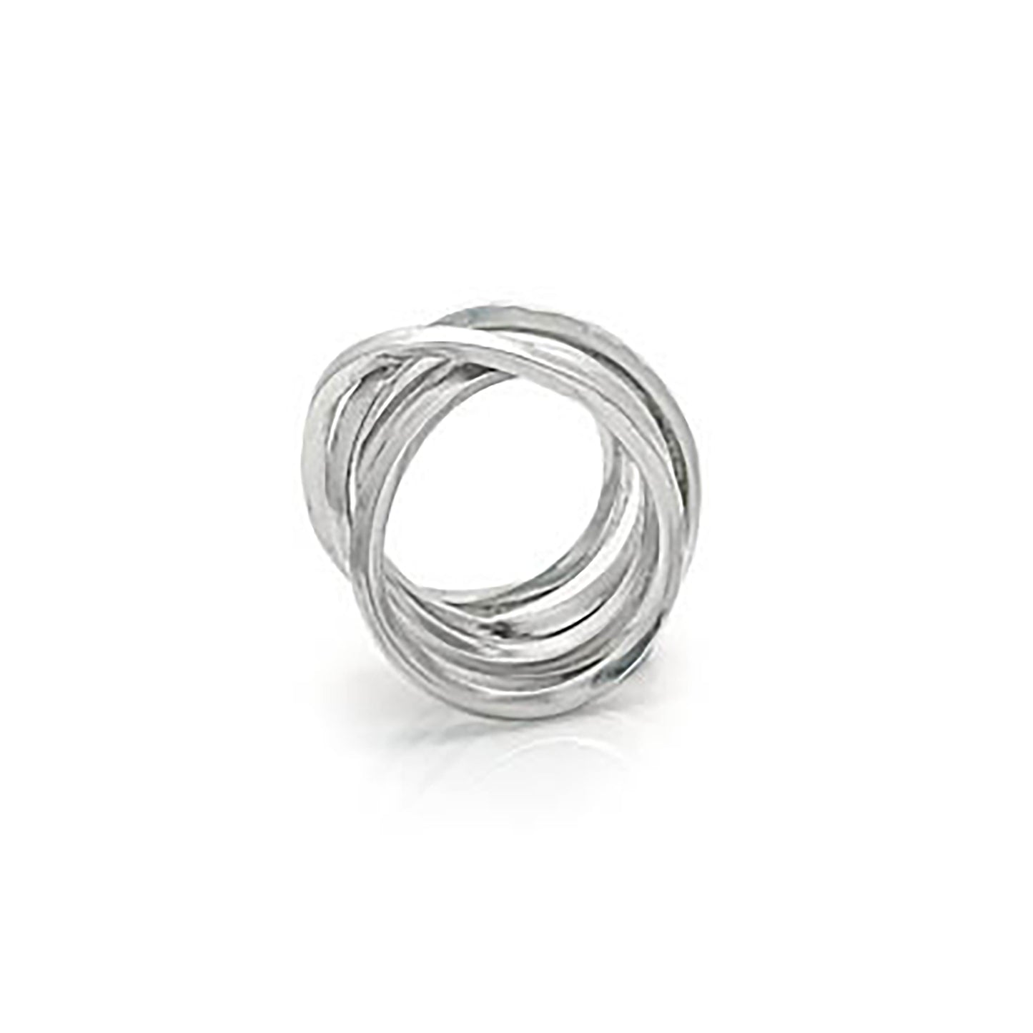 Introducing the Endless Sterling Silver Ring by FR | Art Jewellery, featuring multiple intertwined bands in a knot-like design on a plain white background. This handmade piece exudes timeless elegance and artistry.