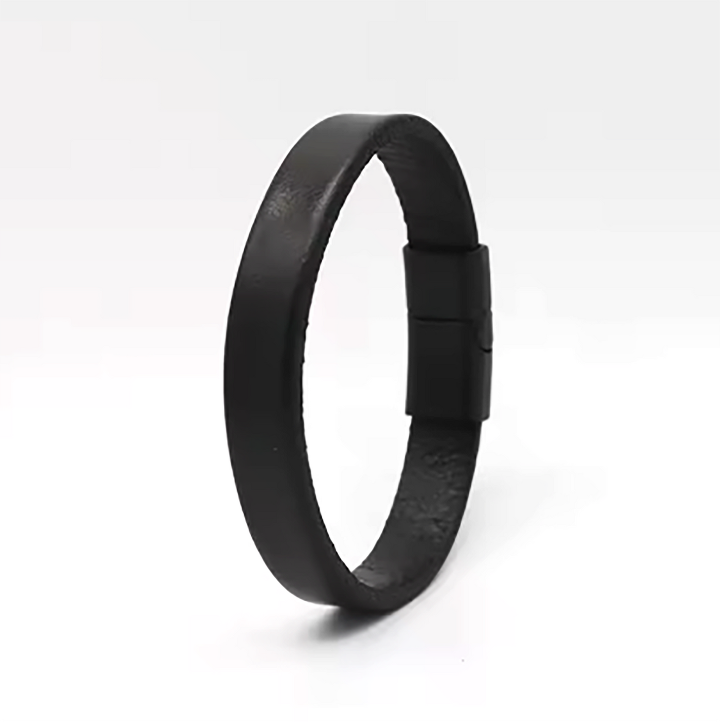 The Men’s Classic Leather Bracelet with Stainless Steel Clasp by FR | Art Jewellery – Thamus Design, is a brown minimalist piece, shown against a white background.