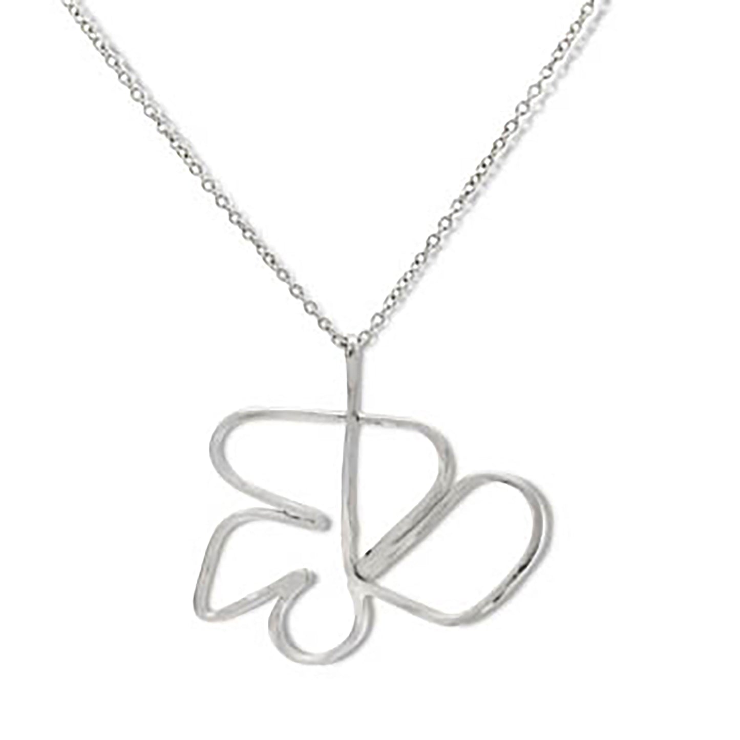 The Clover Necklace 75 cms by FR | Art Jewellery is a minimalist silver piece that features a pendant with an abstract, curvilinear design. This pendant, a testament to handmade jewellery artistry, elegantly hangs from a delicate, fine chain to create a modern and sophisticated accessory.
