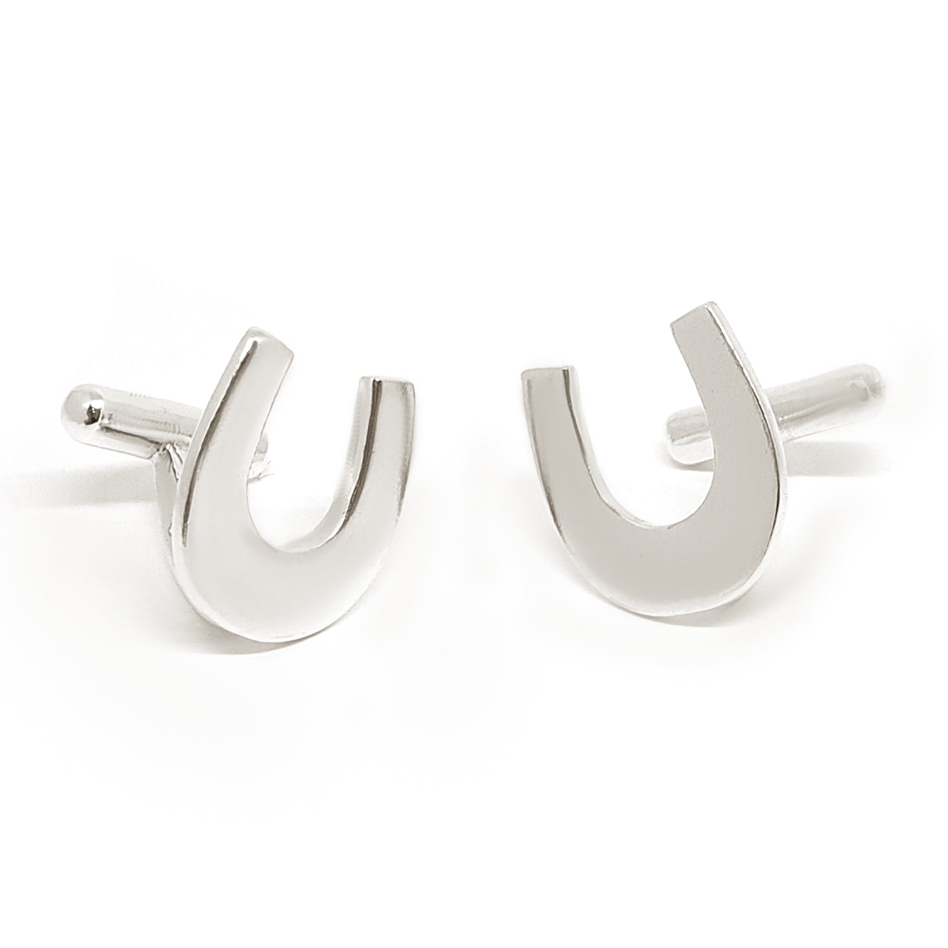 Sterling silver Herradura cufflinks by FR Art Jewellery, handmade in Sydney, Australia, minimalist horseshoe-inspired design.