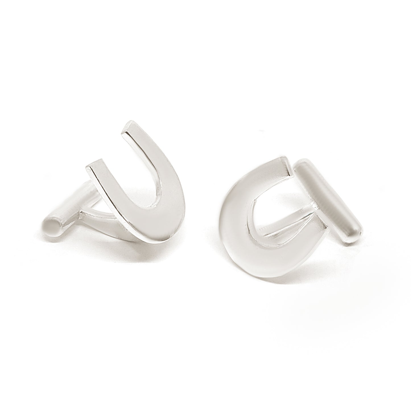 Sterling silver Herradura cufflinks by FR Art Jewellery, handcrafted in Sydney, Australia, minimalist horseshoe-inspired design.