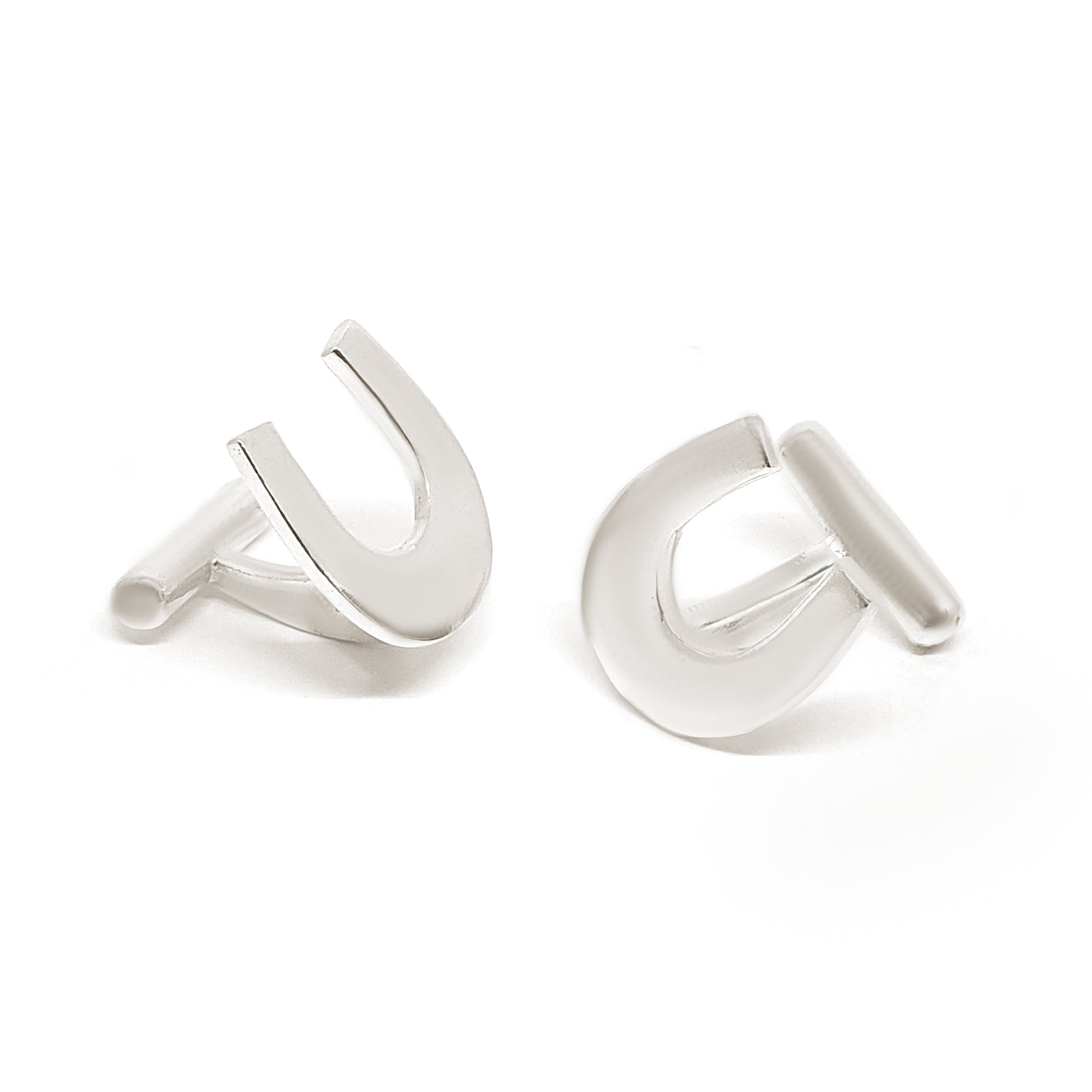 Sterling silver Herradura cufflinks by FR Art Jewellery, handcrafted in Sydney, Australia, minimalist horseshoe-inspired design.