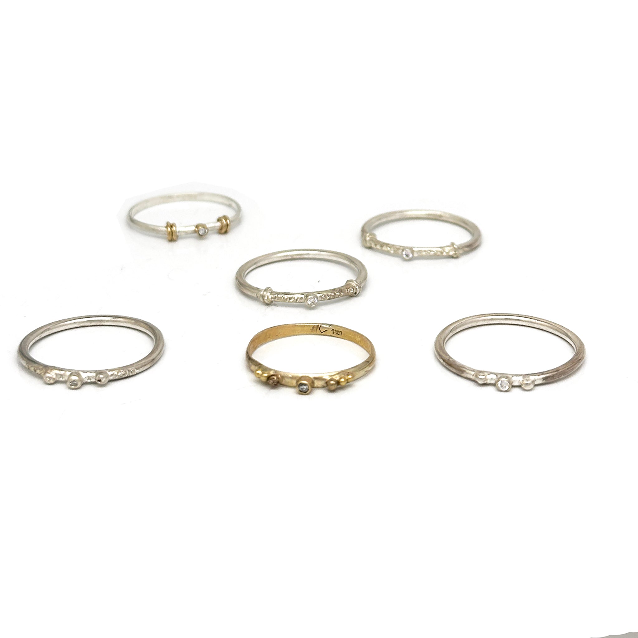 Miniature Sterling silver Rings with diamond Gemstone – FR | Art Jewellery