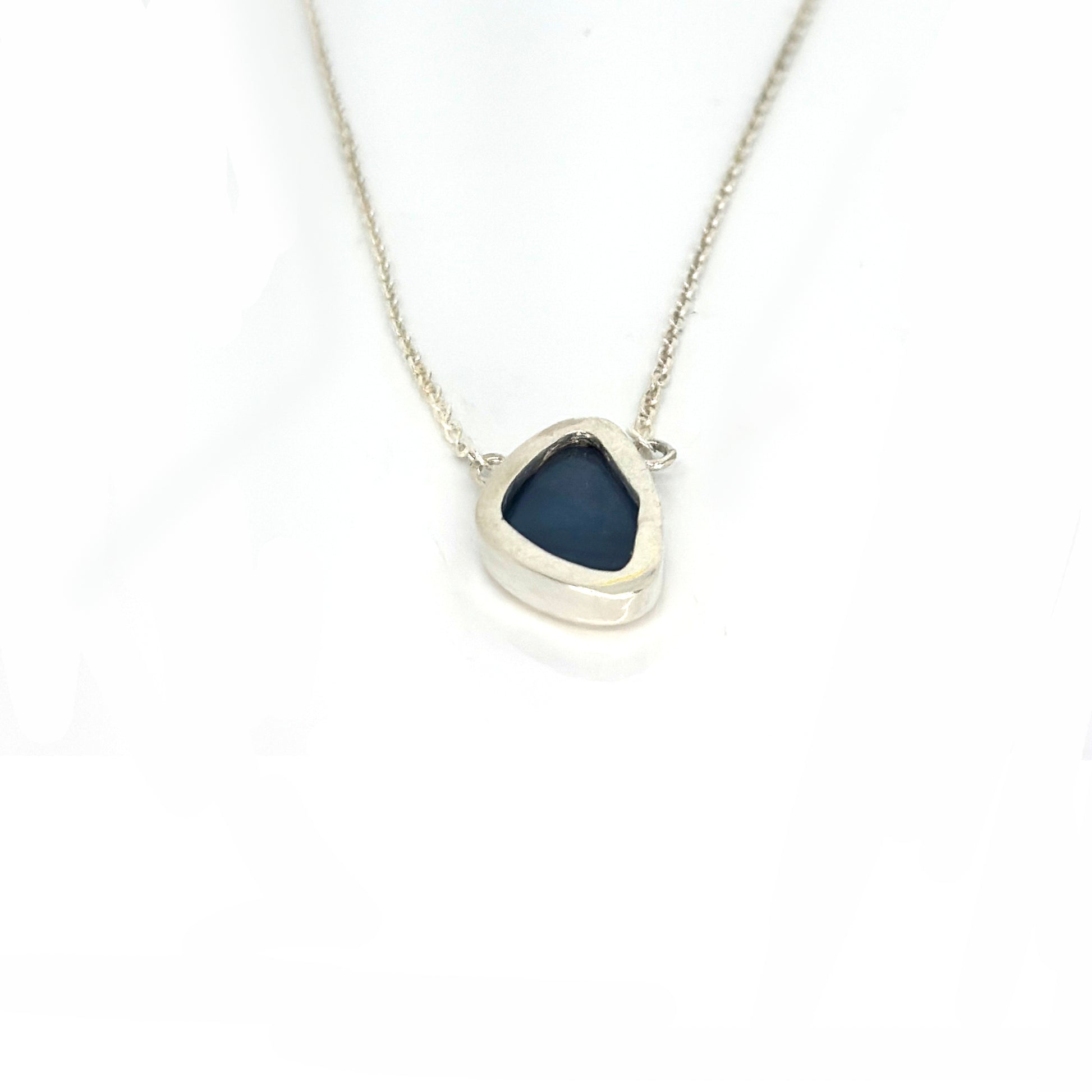 Handmade sterling silver necklace featuring a freeform Australian opal with vibrant blue and red tones, designed by FR Art Jewellery 2