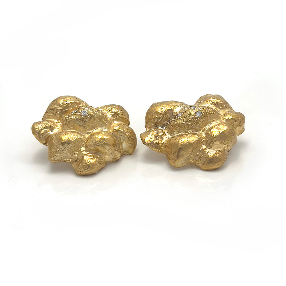 Pine Earrings gold plated in sterling silver FR Art Jewellery handmade by Francisca Rendic