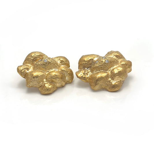 Pine Earrings gold plated in sterling silver FR Art Jewellery handmade by Francisca Rendic