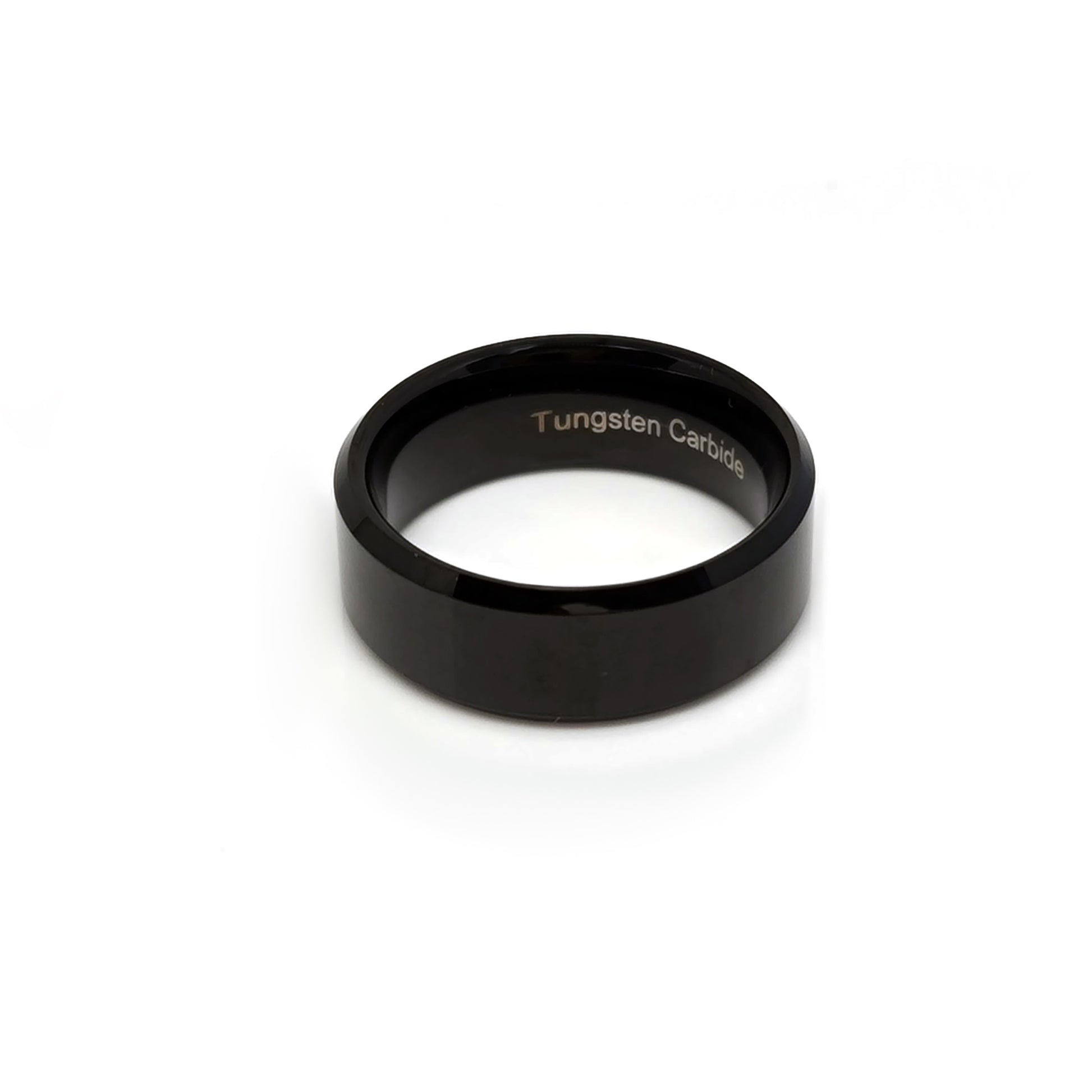 The FR | Art Jewellery Tungsten Black Bezel Polish ring features a smooth, polished finish and scratch-resistant durability. Displayed on a white background, this comfort fit wedding band radiates timeless elegance.