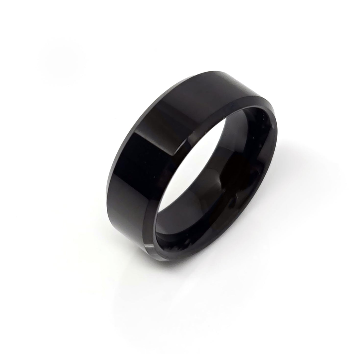 The FR | Art Jewellery Tungsten Black Bezel Polish ring features a smooth, polished finish and scratch-resistant durability. Displayed on a white background, this comfort fit wedding band radiates timeless elegance.