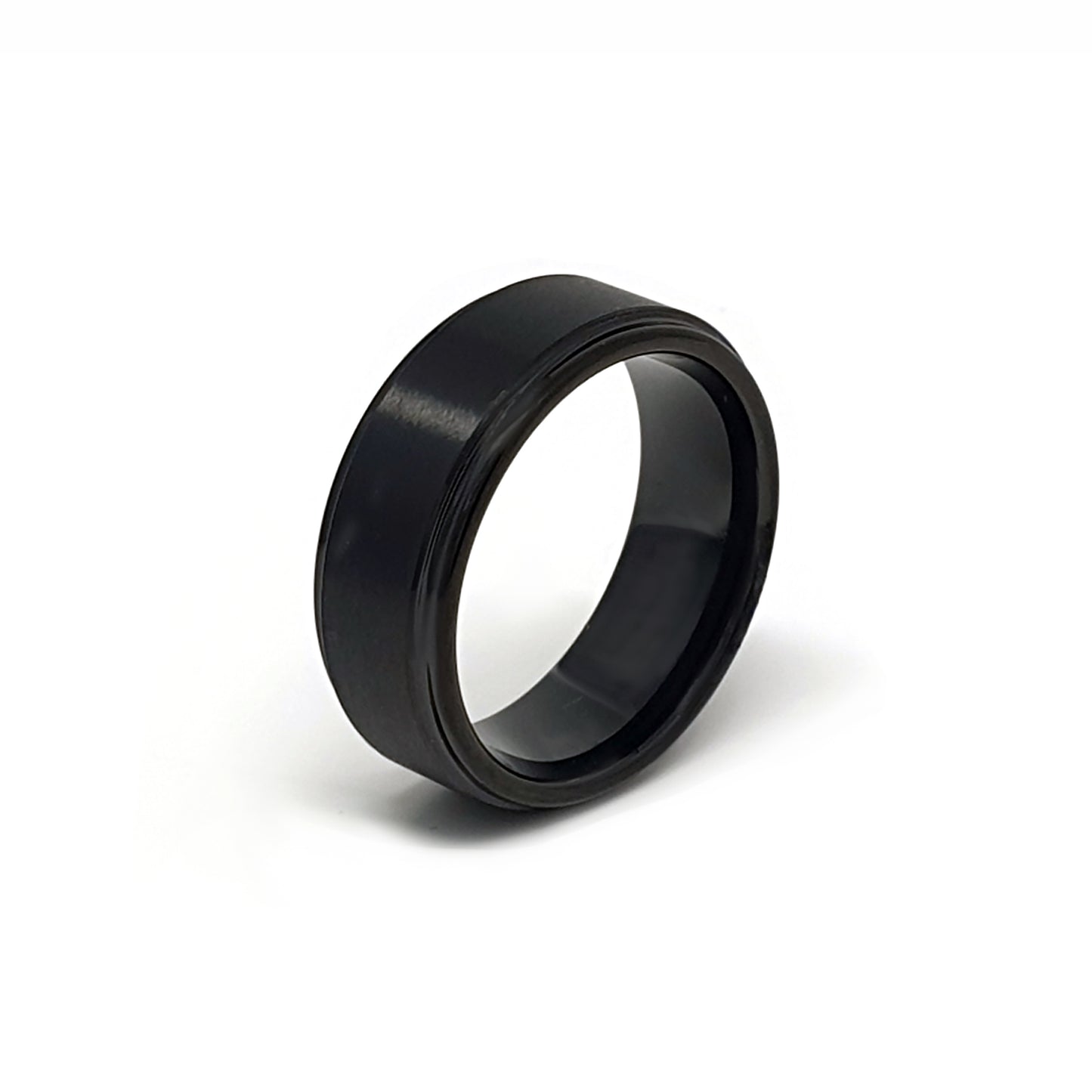 The FR | Art Jewellery Tungsten Black Brush ring is shown on a white background—this tungsten carbide piece features a comfort-fit wedding band design and a sleek black matte finish.