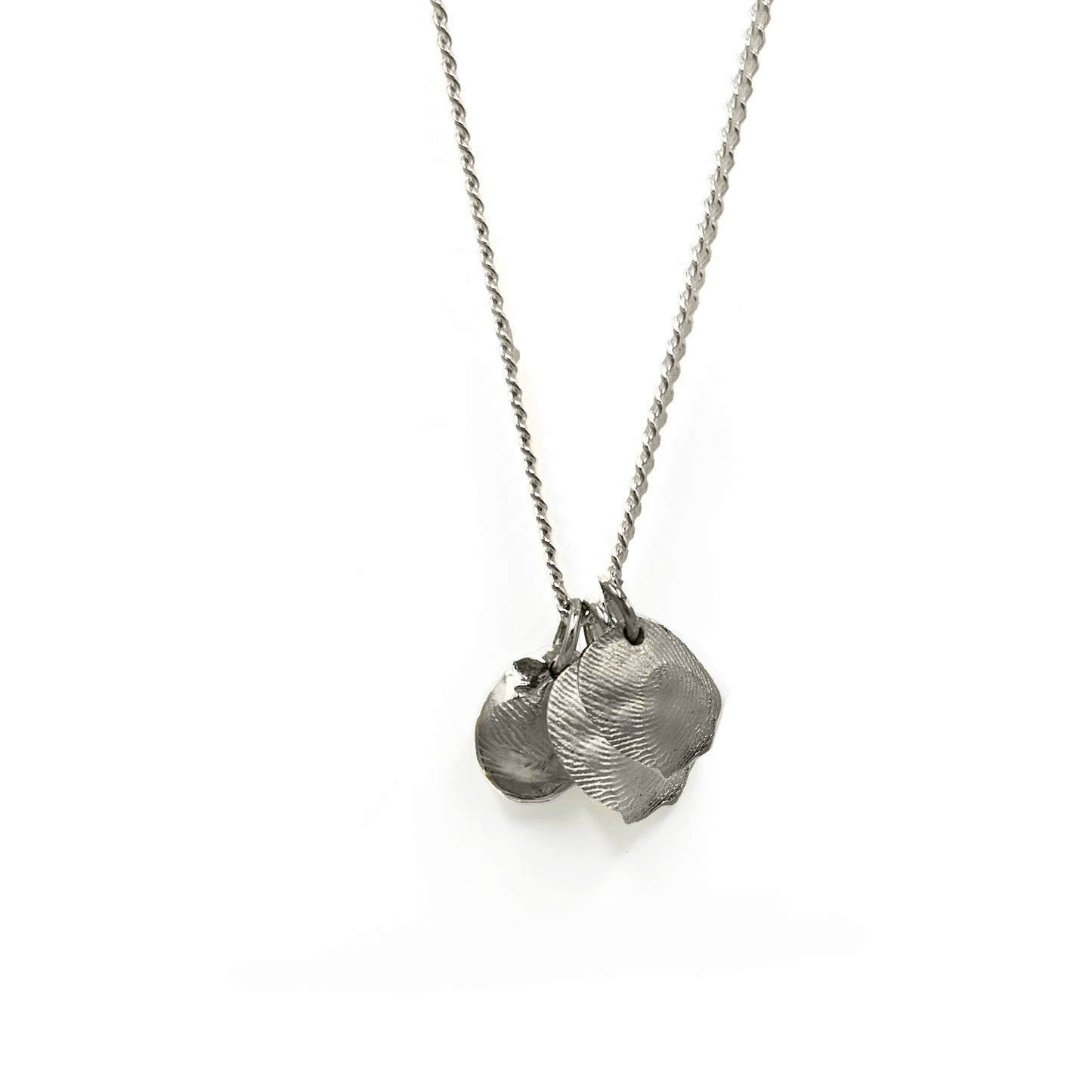 fingerprint necklace with three pendant finger imrprint in sterling silver